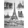 Torchon monuments de Paris noir et blanc