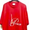 Tee shirt rouge brodé Paris