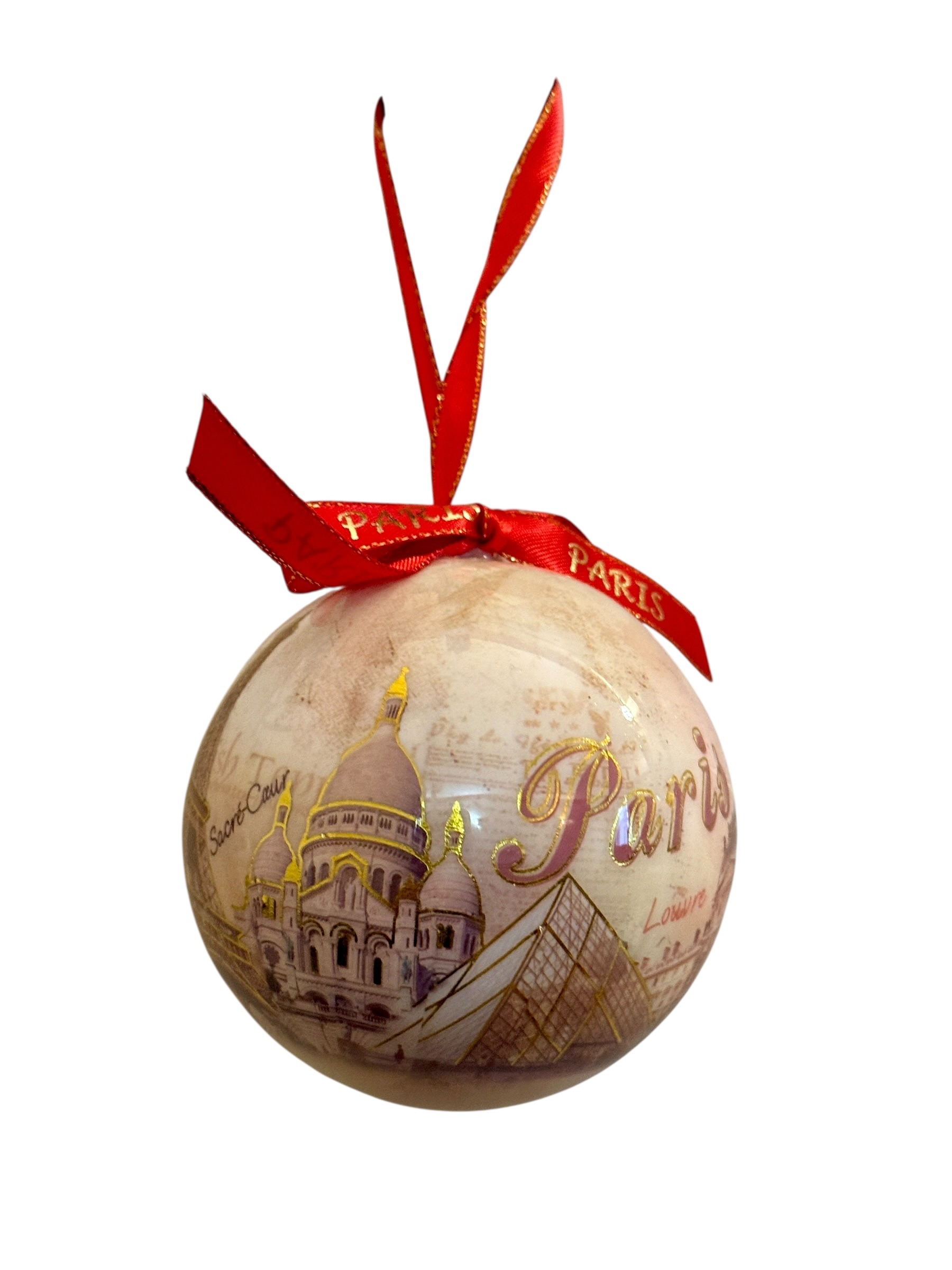 Boule de Noel beige monuments de Paris