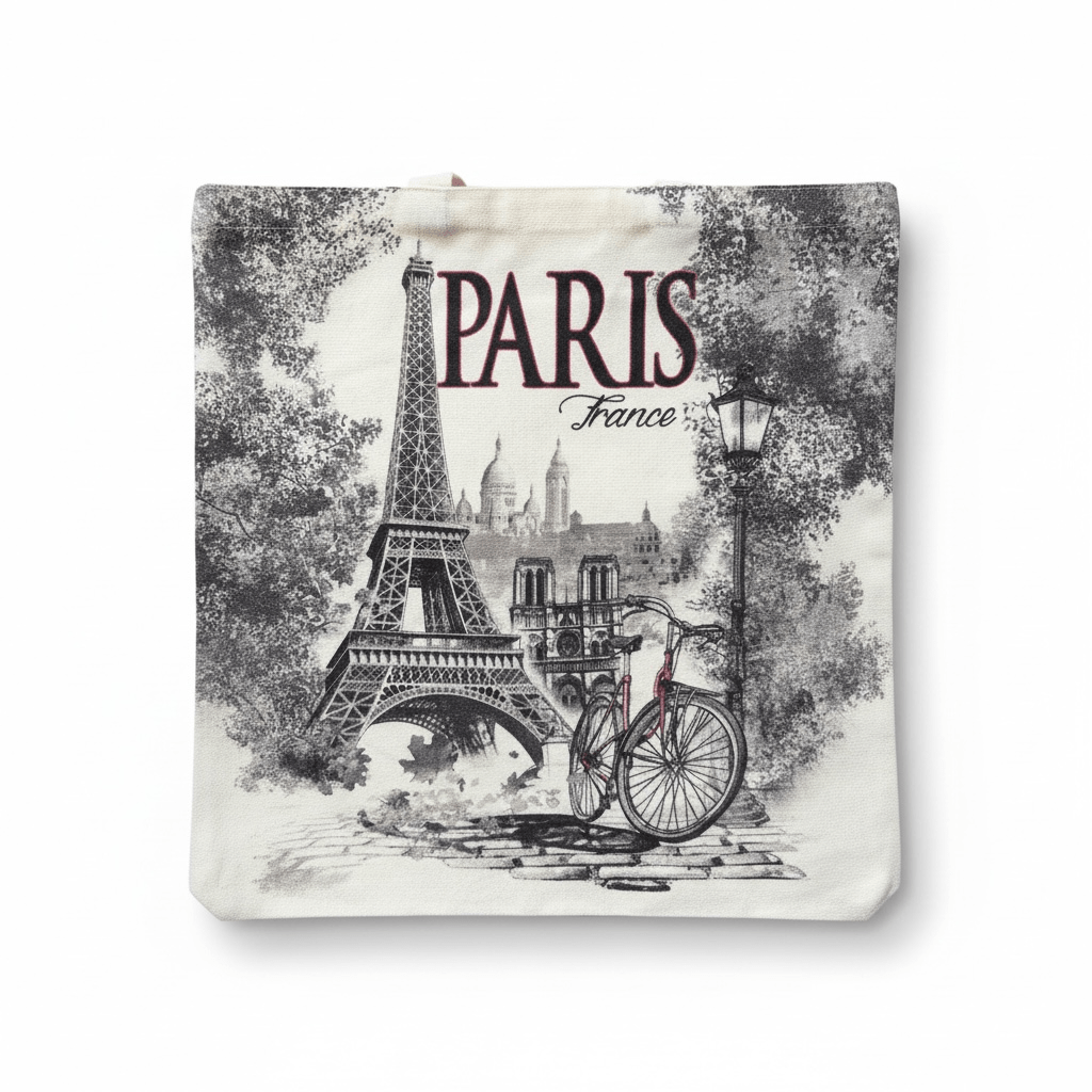 Tote bag automne Paris bicyclette